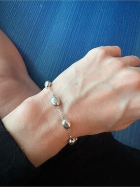Ilaria 925 Silver Bead Chain Bracelet - Polished Silver Finish